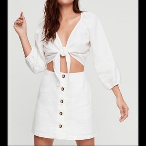 Aritzia Wilfred White Linen Mini Skirt - Size 2